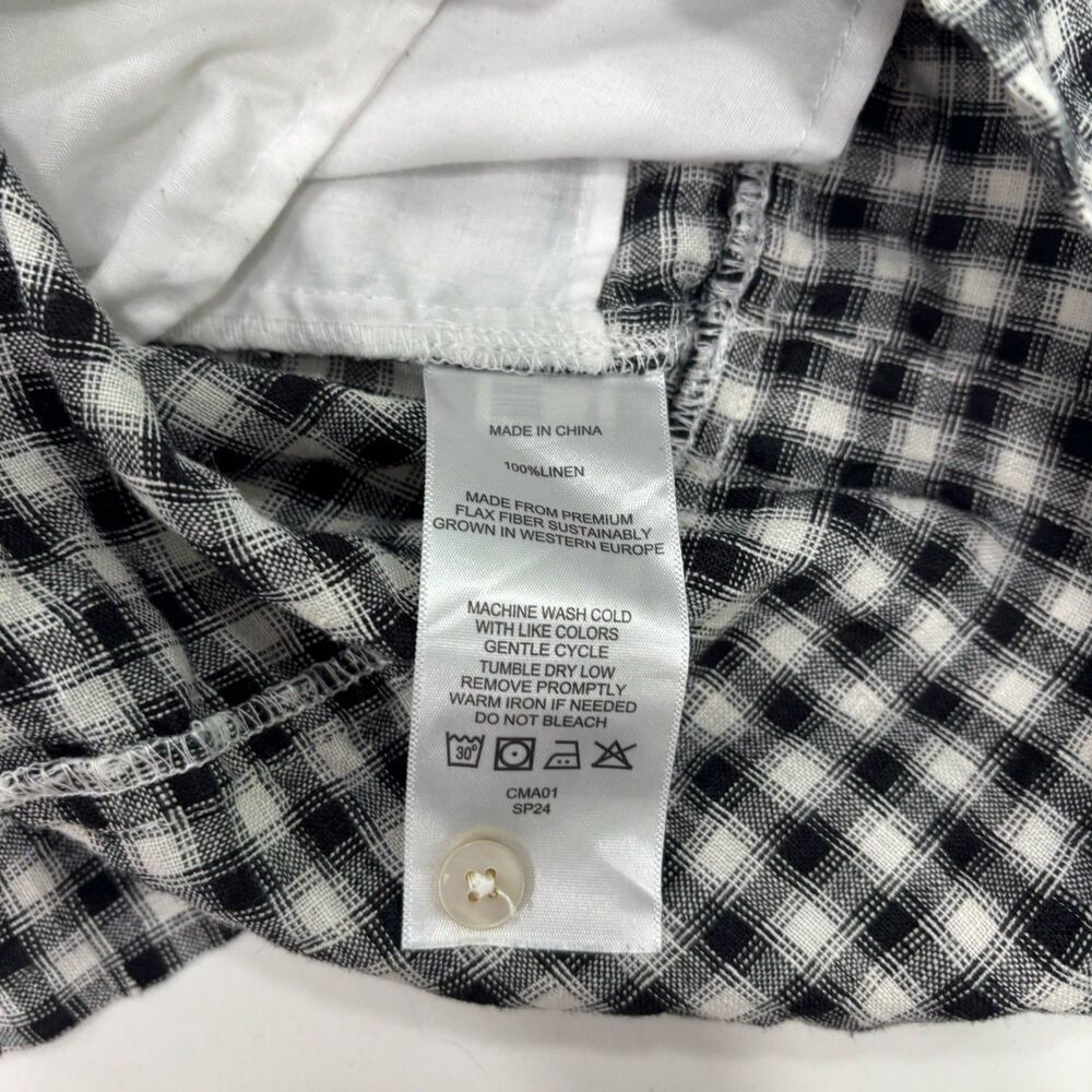 Quince Dress Womens Size Large Linen Sleeveless Swing Dress Black Gingham - Picture 6 of 7